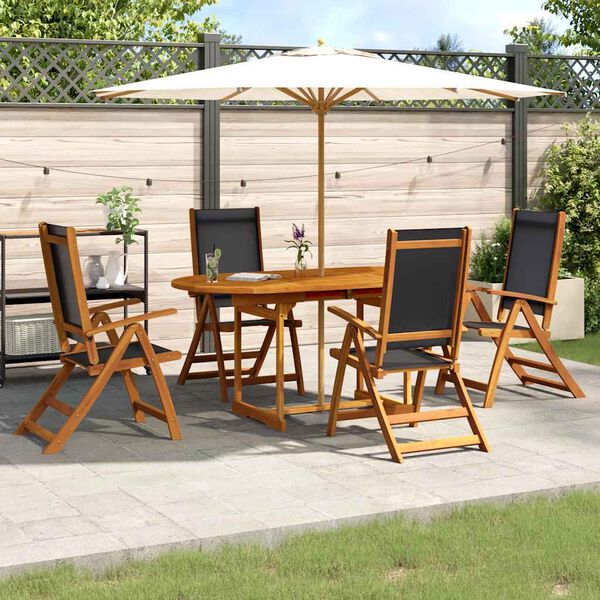 vidaXL Set Pranzo da Giardino 7pz Legno Massello di Acacia e Textilene