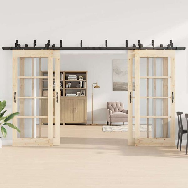 vidaXL Kit di Binari per Porte Scorrevoli 400 cm Acciaio Nero