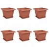 vidaXL Vasi per Piante 6 pcs Rosso Mattone 33 x 33 x 26 cm Plastica