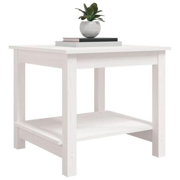 vidaXL Tavolino da Salotto Bianco 50x50x45 cm Legno Massello di Pino