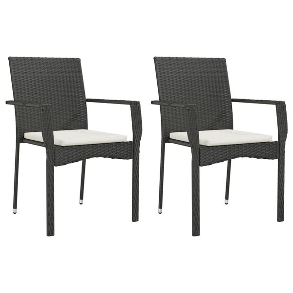 vidaXL Set da Pranzo da Giardino 3 pz con Cuscini Nero in Polyrattan
