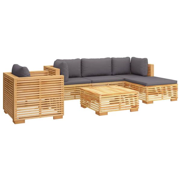 vidaXL Set Divani da Giardino 6 pz con Cuscini Legno Massello di Teak
