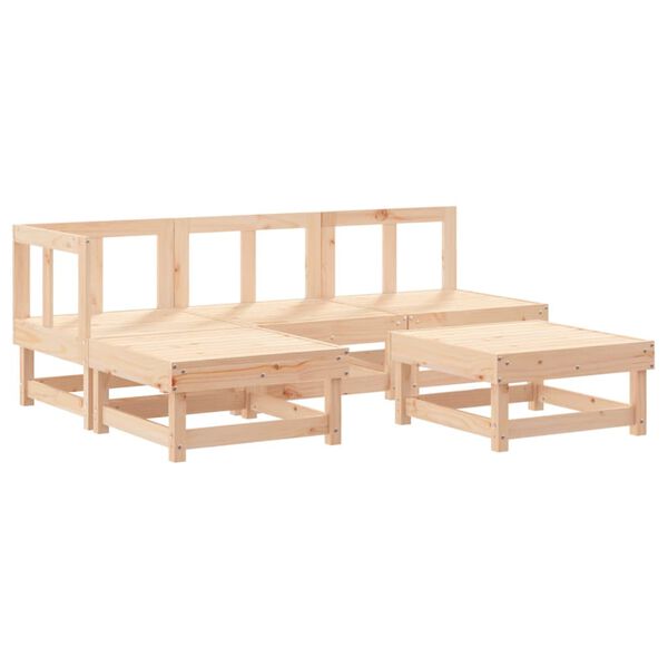 vidaXL Set Divani da Giardino 5 pz con Cuscini in Legno Massello