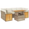 vidaXL Set Divani da Giardino 7 pz con Cuscini Beige Polyrattan Acacia