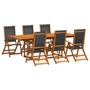vidaXL Set Pranzo da Giardino 7pz Legno Massello di Acacia e Textilene