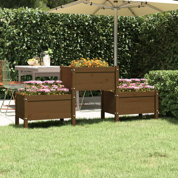 vidaXL Fioriera Marrone Ambra 178,5x44x75 cm in Legno Massello di Pino