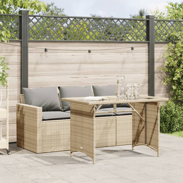 vidaXL Set da Pranzo da Giardino 2 pz con Cuscini Beige in Polyrattan