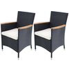 vidaXL Sedie da Giardino 2 pz con Cuscini in Polyrattan Nere