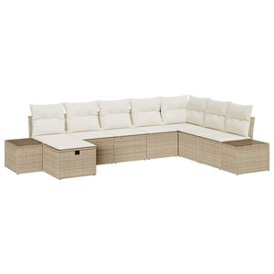vidaXL Set Divano da Giardino con cuscino 8 pcs Beige polyrattan
