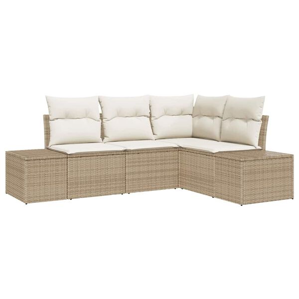 vidaXL Set Divano da Giardino 4 pcs Beige e Crema polyrattan