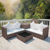 vidaXL Set Divani da Giardino 4 pz con Cuscini in Polyrattan Marrone