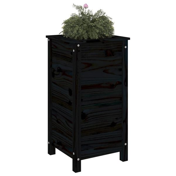 vidaXL Fioriera da Giardino Nera 40x40x78 cm Legno Massello di Pino