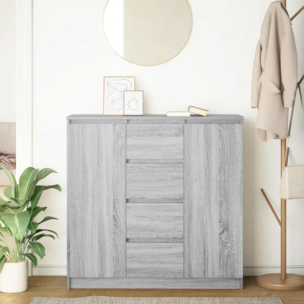 vidaXL Credenza con Cassetti Grigio Sonoma 100,5x35x98,5 cm Truciolato