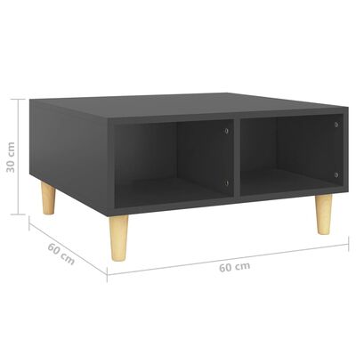 vidaXL Tavolino da Salotto Grigio 60x60x30 cm in Legno Multistrato