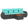 vidaXL Set Divani da Giardino 5 pz con Cuscini Nero in Polyrattan