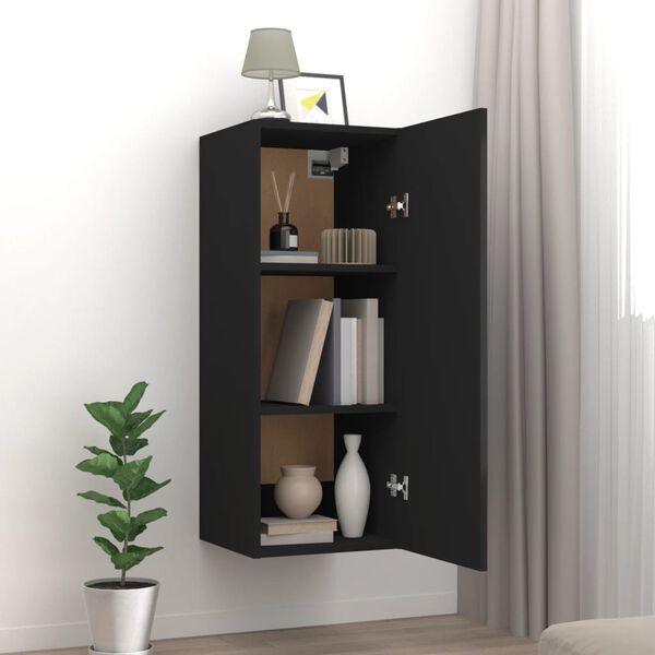 vidaXL Armadietto Pensile a Muro Nero 34,5x34x90 cm Legno Multistrato