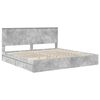 vidaXL Letto con Contenitore con testiera Grigio cemento 200 x 200 cm