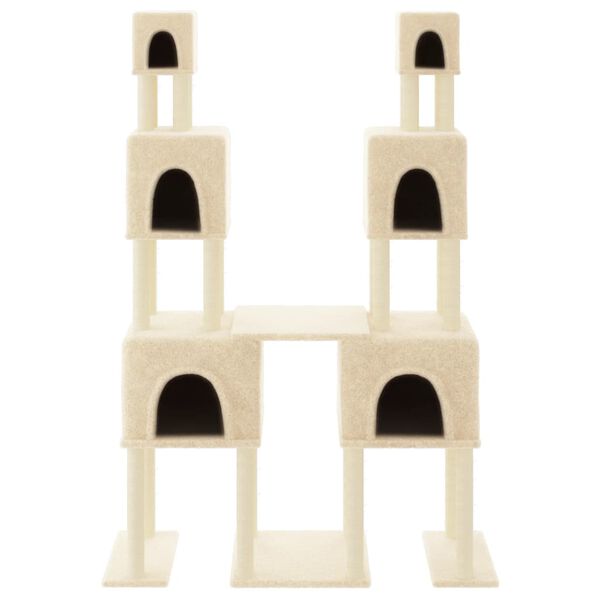 vidaXL Albero per Gatti con Tiragraffi in Sisal Crema 199 cm