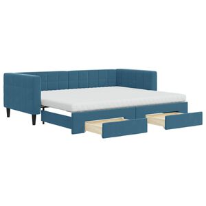 vidaXL Divano Letto Estraibile con Cassetti Blu 90x200 cm in Velluto