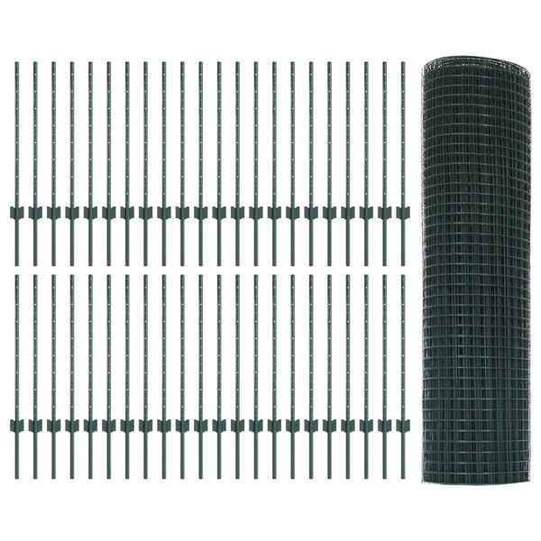 vidaXL Recinzione con Posto Verde 0,8 x 100 m Acciaio e PVC
