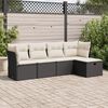 vidaXL Set Divani da Giardino 5 pz con Cuscini in Polyrattan Nero