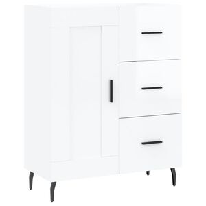 vidaXL Credenza 69,5x34x90 cm in Legno Multistrato Bianco Lucido
