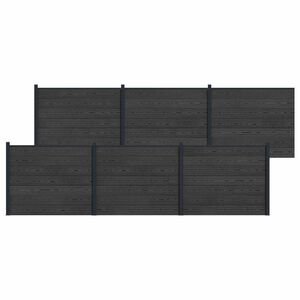 vidaXL Pannello di Recinzione 6 pcs WPC e Alluminio Nero