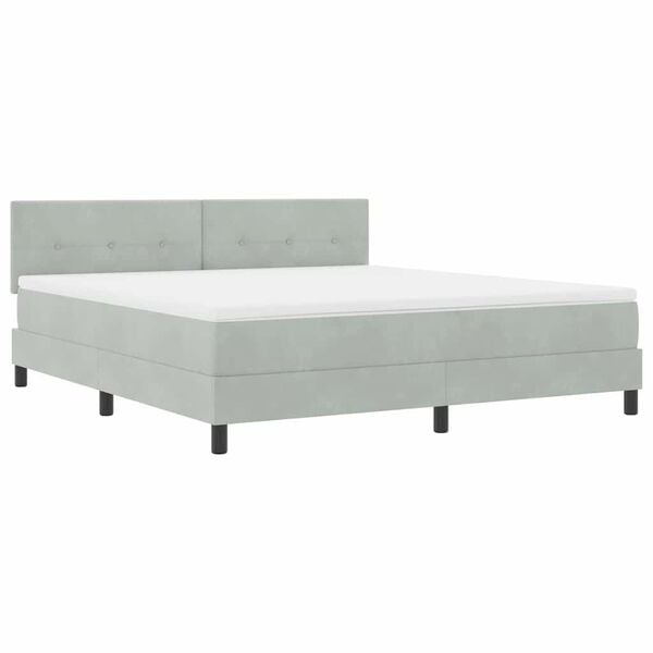 vidaXL Letto a molle con materasso Grigio chiaro 180 x 200 cm Velluto