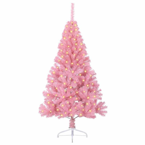 vidaXL Albero di Natale artificiale con luci integrate Rosa 120 cm PVC