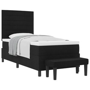vidaXL Letto a molle con cuscino con testiera Nero 80 x 200 cm Tessuto