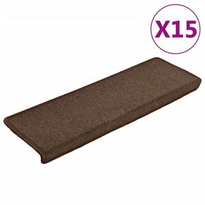 vidaXL Tappetini per scale 15 pz 65x21x4 cm Marrone Bordo rettangolare