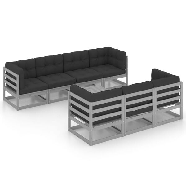 vidaXL Set Divani da Giardino 8 pz con Cuscini Legno Massello Pino