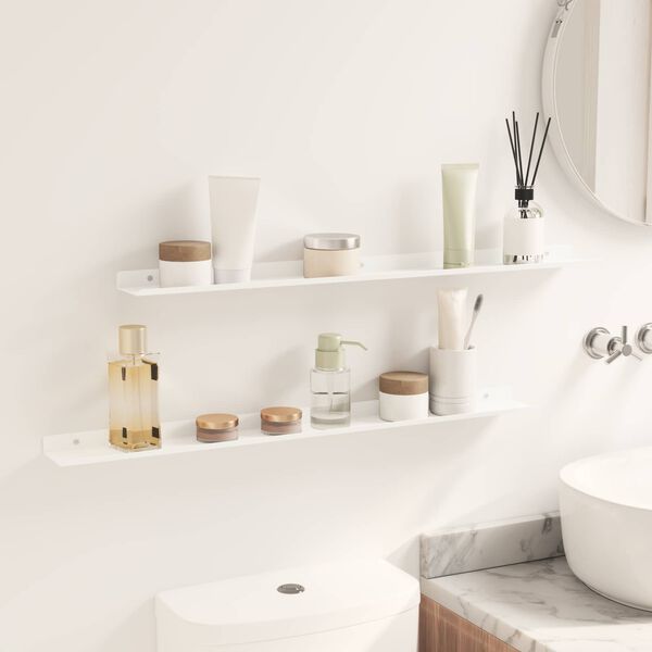 vidaXL Mensola sospesa 2 pcs Bianco 80 x 9 x 2,5 cm Acciaio