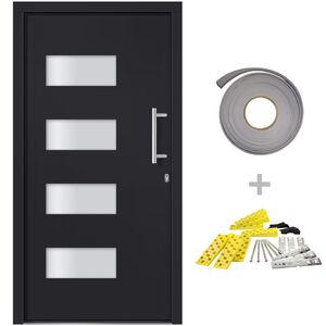 vidaXL Porta d'Ingresso in Alluminio e PVC Antracite 100x200 cm
