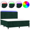 vidaXL Letto a Molle con Materasso e LED Verde Scuro 160x200cm Velluto
