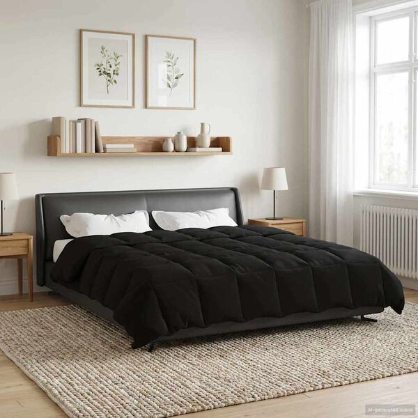 vidaXL Duvet Invernale Trapuntato Nero 220 x 240 cm Microfibra