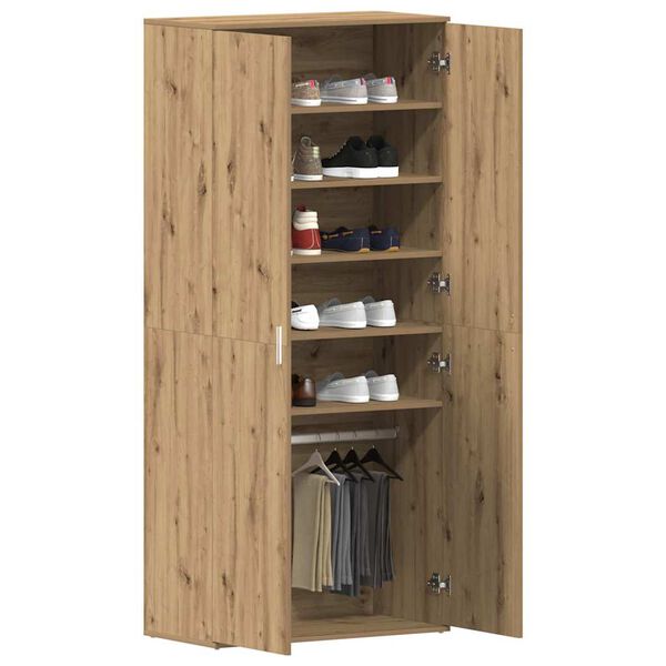 vidaXL Mobile per scarpe con porta Rovere artigianale 80 x 39 x 178 cm