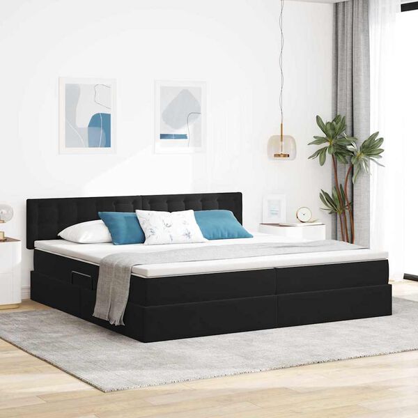 vidaXL Letto con contenitore e LED con led Nero 200 x 200 cm Velluto