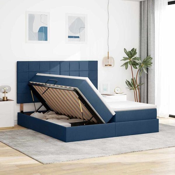 vidaXL Letto con Contenitore Blu 180 x 200 cm Pelle Sintetica