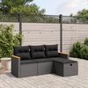vidaXL Set Divani da Giardino 4 pz con Cuscini Nero in Polyrattan