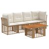 vidaXL Set Divano da Giardino 5 pz Naturale e Bianco Crema polyrattan
