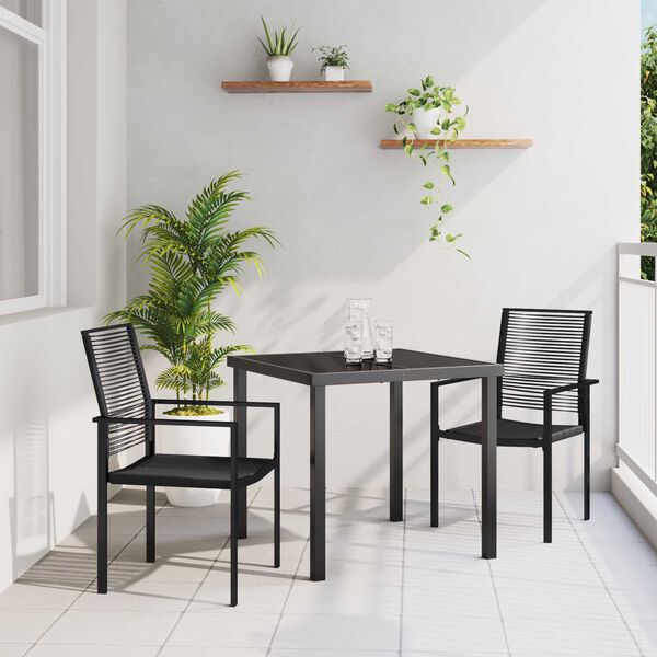 vidaXL Set da Pranzo per Giardino 3 pcs Nero