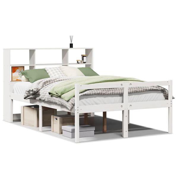 vidaXL Letto Libreria senza Materasso Bianco 140x190 cm Legno di Pino