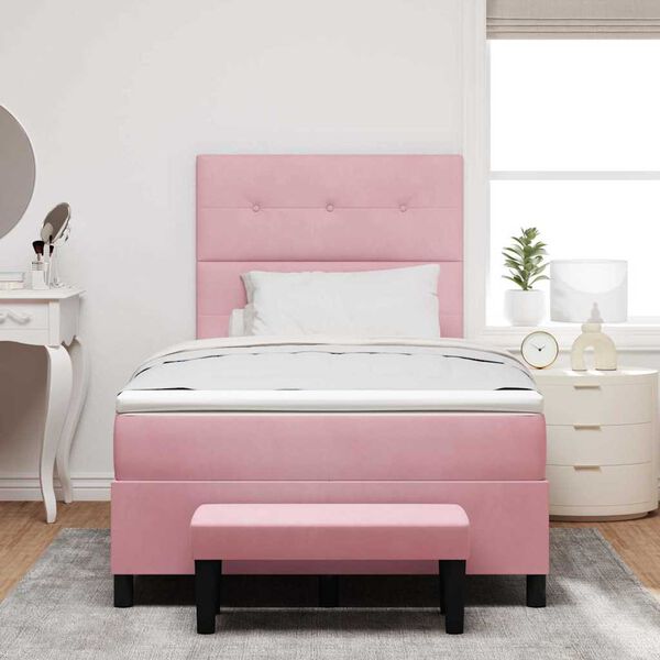 vidaXL Letto a molle con materasso Rosa 120 x 200 cm Velluto