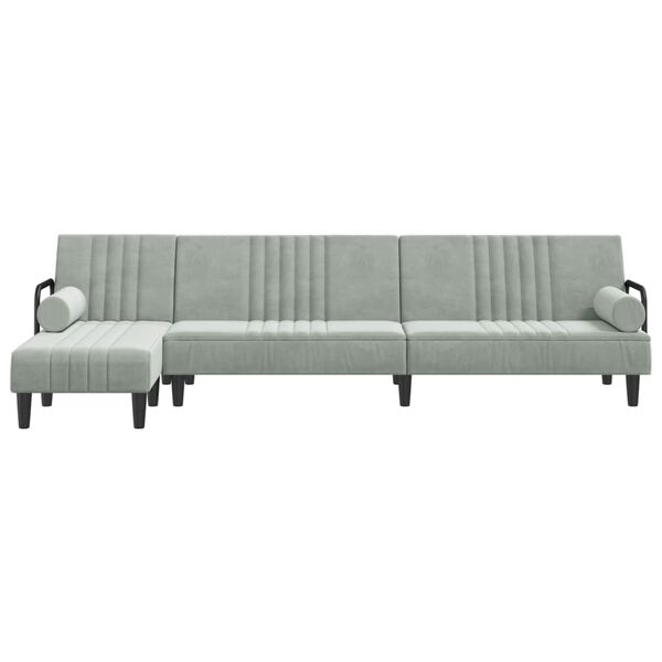vidaXL Divano Letto a L Grigio Chiaro 260x140x70 cm in Velluto