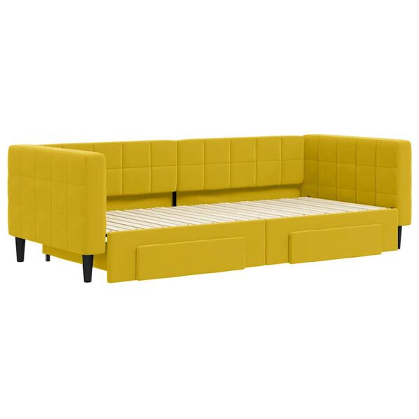 vidaXL Divano Letto Estraibile con Cassetti Giallo 90x200cm in Velluto