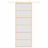 vidaXL Porta Scorrevole Dorata 76x205 Vetro Smerigliato ESG Alluminio