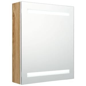vidaXL Armadietto Bagno con Specchio e LED Bianco e Rovere 50x14x60 cm