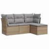 vidaXL Set Divano da Giardino 4 pz con Cuscini Beige in Polyrattan