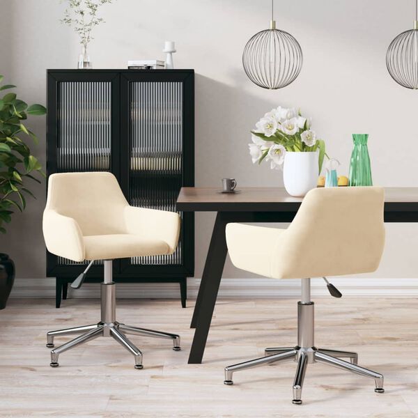 vidaXL Sedie da Pranzo Girevoli 2 pz Crema in Velluto